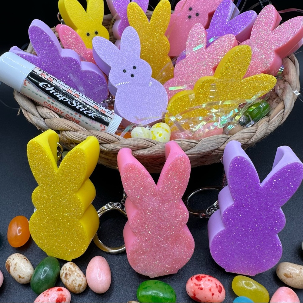Peeps Bunny Lip Balm Holder Keychain Set